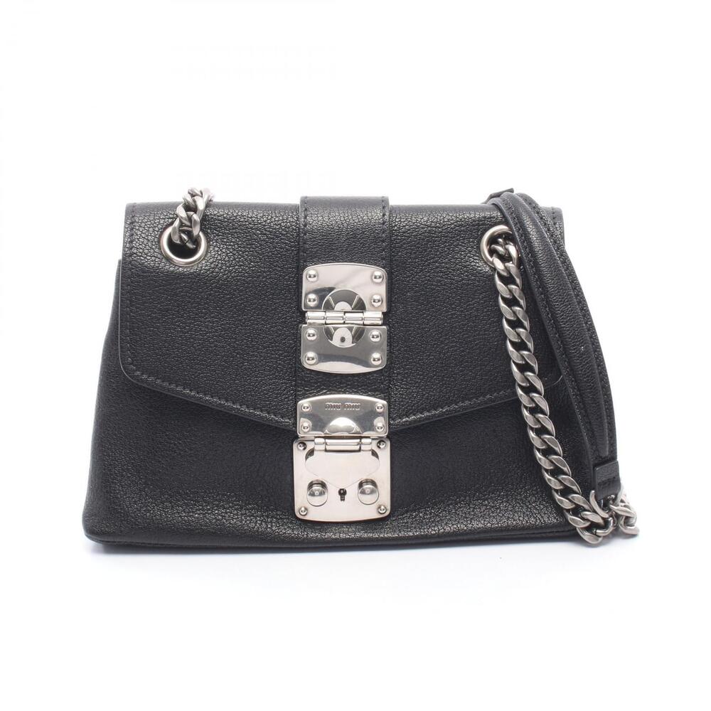 Miu Miu Confidential Leather Chain Shoulder Bag Black
